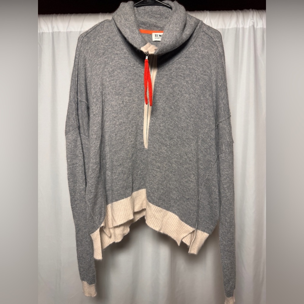 27 Miles Womens Gray Wool Cashmere Funnel Neck Poncho Sweater L/XL